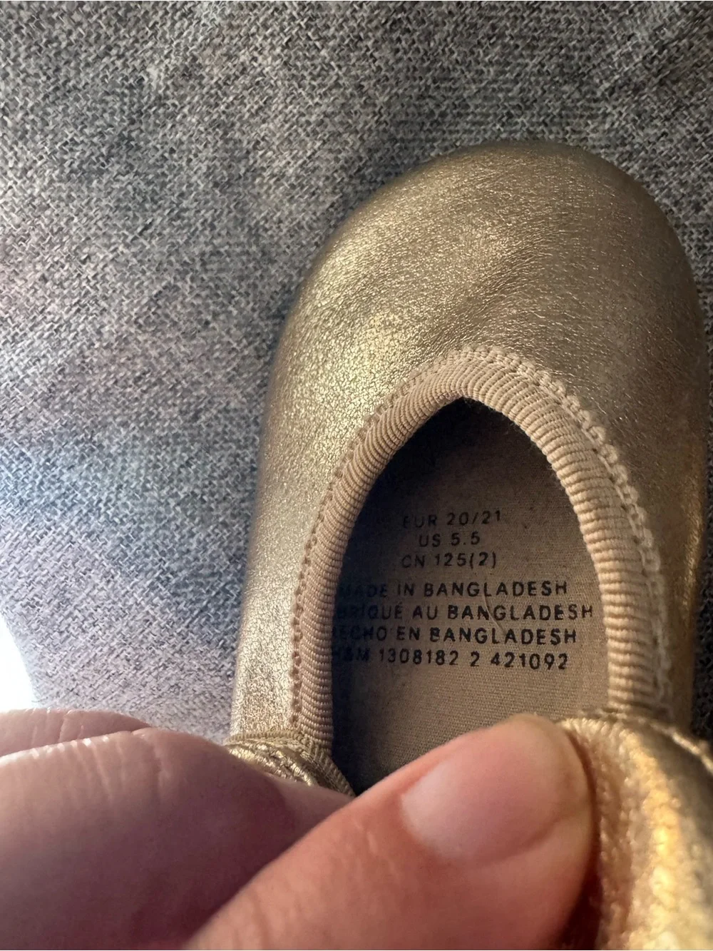 H&M Girls Metallic Gold Bow Ballet Flats